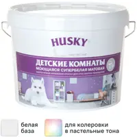 Краска для детских комнат Husky моющаяся матовая цвет белый 9 л