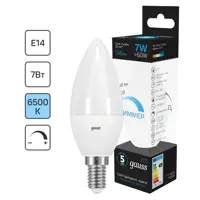 Лампа светодиодная Gauss E14 7 Вт свеча 590 Лм холодный белый свет, для диммера
