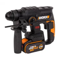 Перфоратор аккумуляторный бесщеточный SDS-plus Worx WX381.1, 20 В Li-ion 1x4 Ач, 2 Дж