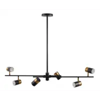 Люстра на штанге Enzo 6 ламп цвет черный, латунь