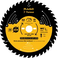 Диск пильный по дереву Rage Furious 42Т 250x30x2.4 мм, кольца 25.4/20/16