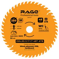 Диск пильный по дереву Rage 48Т 250x30x2.7 мм, кольца 25.4/20/16