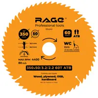 Диск пильный по дереву Rage 60Т 350x50x3.2 мм, кольцо 30