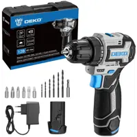 Дрель-шуруповерт аккумуляторная бесщеточная Deko SHARKER12VPRO, 12 В Li-ion 2x2 Ач