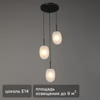 Люстра потолочная Грейс Трио 3 лампы 9 м² цвет черный/белый