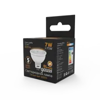 Набор ламп светодиодных Gauss GU5.3 7 Вт спот MR16 600 Лм 3000K теплый белый свет, 10 штук