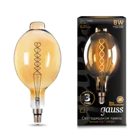 Лампа светодиодная GAUSS Filament E27 175-265 В 8 Вт декоративная фигура золотистая 620 Лм теплый белый свет