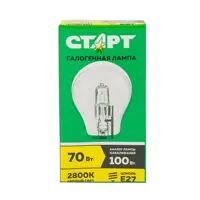Набор ламп галогенная Старт ГЛН Б 70Вт Е27 3 E27 230 В 70 Вт груша прозрачная 1180 Лм теплый белый свет 3 шт