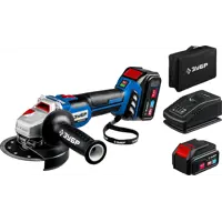 УШМ аккумуляторная бесщеточная Зубр AB-125-42 20 В Li-Ion 2x4 Ач, 125 мм