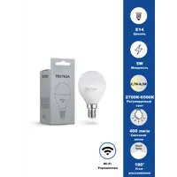 Лампа светодиодная VOLTEGA 2428 E14 220-240 В 5 Вт шар малый матовая 400 Лм изменение оттенков белого