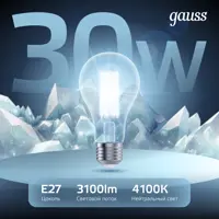 Лампа светодиодная GAUSS 102902230 E27 185-265 В 30 Вт груша прозрачная 3100 Лм нейтральный белый свет