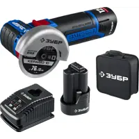 УШМ бесщеточная Зубр AB-76-22, 12 В Li-Ion 2x2 Ач, 76 мм