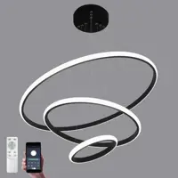 Люстра подвесная светодиодная Latte 70w black/white с пультом управления 20 м² регулируемый белый свет цвет черный