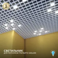 Набор панелей светодиодных Geniled Грильято для ячейки 100x100 белый 10Вт 5000К 4 шт